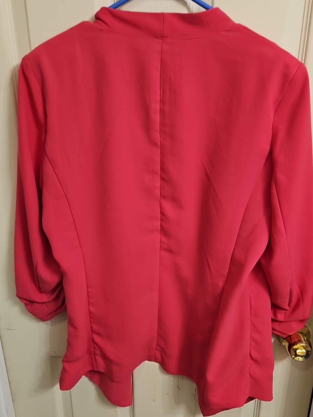 Rachel Zoe Hot Pink Open-Front Ruched Sleeve Blazer - Picture 3 of 3
